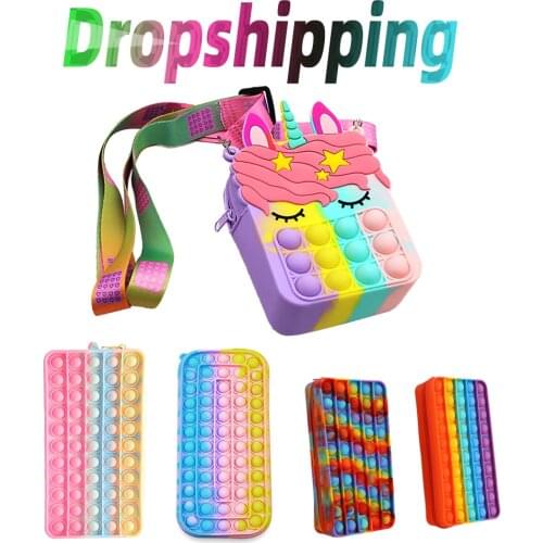 New Popper Sensory Popete Silicone Push Bubble Stationery Storage Bag Pops Anti stress Decompression Coin Purse Pop Fidget Toy