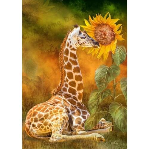 Full Drill Sunflower giraffe animal Mosaic 5D Diy Embroidery icons Diamond Painting New Arrive Christmas Gifts Wall Stickers