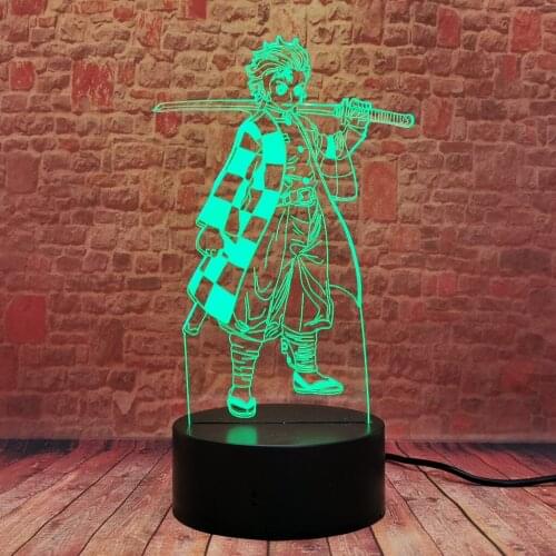 Cool Kamado Tanjirou Model 3D Illusion LED Desk Nightlight Colorful Changing Light Demon Slayer Manga Anime Figure Toys kids
