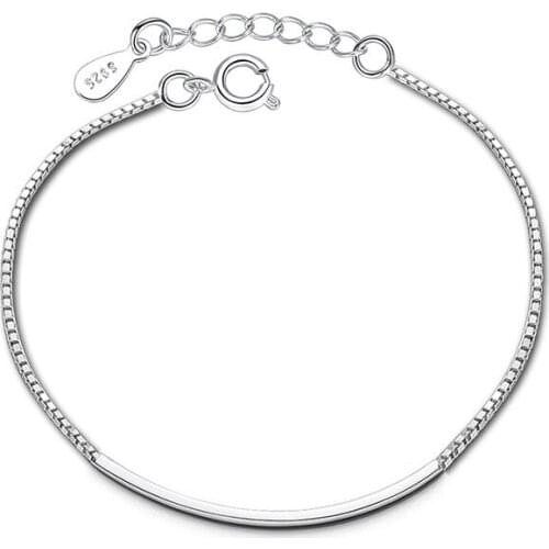 Simple Fashion 925 Sterling Silver Bracelets Tube Box Chain Bracelets & Bangles For Women pulseira