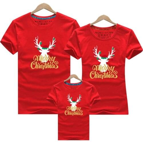 2020 Christmas Family Look Deer Mommy and Me Clothes New Year Cotton Matching Family Clothing Mother Daughter Father Son T-shirt