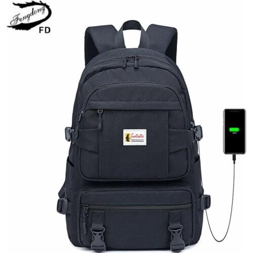 Fengdong high school backpack for girls unisex book bag teenage boys school bags youth student sports travel backpack usb port