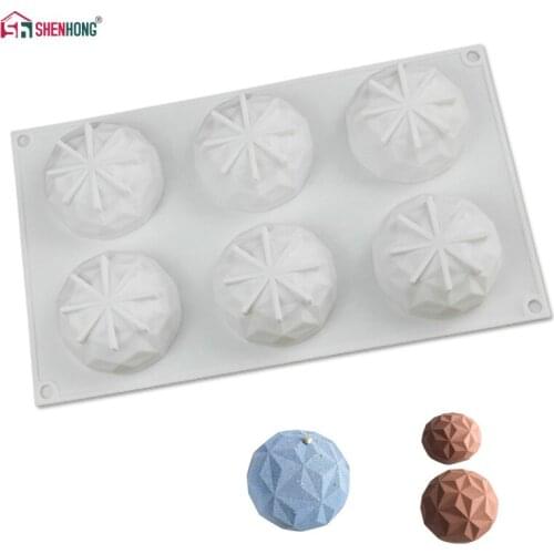 SHENHONG 6 HolesDiamond Cake Mold For Baking Dessert Art Mousse Silicone 3D Mould Silikonowe Moule Pastry Chocolate Pan