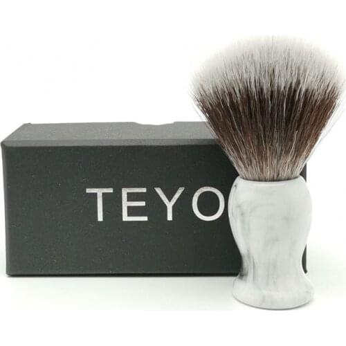 TEYO Landscape Pattern Resin Handle Synthetic Shaving Brush for Wet Shave Soap Safety Double Edge Razor Beard Brush Tools