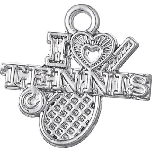 Sports I Love TENNIS rhodium plated charm diy jewelry