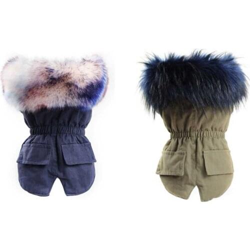 Warm Winter Dog Clothes Luxury Faux Fur Collar Dog Coat for Small Medium Dog Windproof Pet Clothing Fleece Lined Puppy Jacket