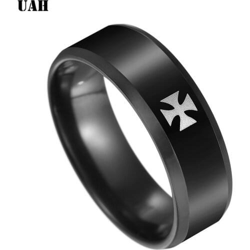 UAH Titanium Steel World War II Iron German Cross Army Ring Men Fashion Vintage Punk Biker Rings Fine Jewelry Gift