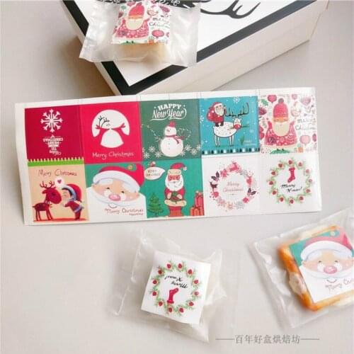 Baking Packing Decoration Cookie Cake Christmas Snowman Biscuit Nougat Sticker Packaging Label 200 Pc/ Lot