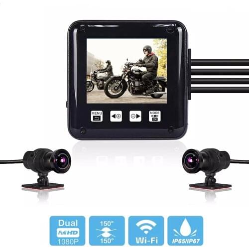VSYS Full Body Waterproof Motorcycle P6FL WiFi Camera Recorder Dual 1080P Full HD Motorbike Autocycle DVR Dash Cam Black GPS Box
