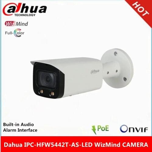 Dahua IPC-HFW5442T-AS-LED Built-in audio & alarm interface 24 Hours Full-color IP67 4MP WDR Bullet WizMind Network IP Camera