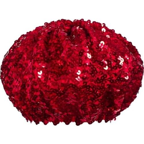 Women Lady Beanie Stretch Metallic Shining Sequin Beret Hat Party Cap Club Dance