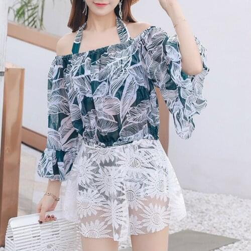 Bikini Set Women Lolita Print Mesh Patchwork Sexy High Waist Mini Female 3 Piece Swimsuit Slash Elegant Lady Bathing Swimwears