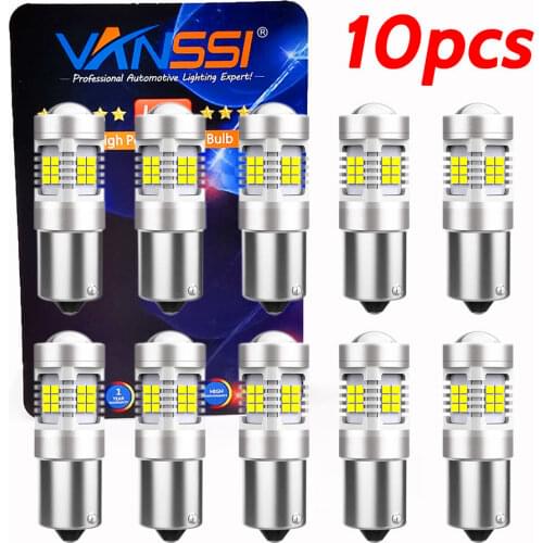 VANSSI 10pcs 1157 Bay15d P21/5W Car LED Turn Signal Lamp Bulbs Auto Tail Lights Brake Light Bulbs 12-24V White/Red Reverse Light