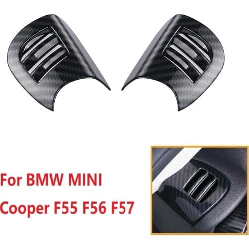 High Quality 2PCS Carbon Fiber ABS Car Air Vent Cover Sticker For BMW MINI Cooper F55 F56 F57 Car Interior Mouldings