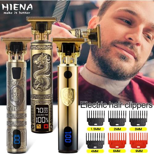 2021 USB Hair Trimmer Electric Hair Clipper Cordless Shaver Beard trimmer for men Barber Cutting Machine T-Outliner Shaver HIENA