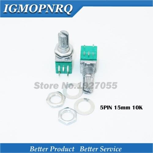 5pcs RV097NS 10K RV097 RK097NS with a switch audio 5pin shaft 15mm 10K amplifier sealing potentiometer