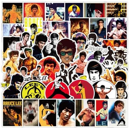 50PCS Kung Fu Star Bruce Lee Stickers DIY Motorcycle Luggage Phone Guitar Skateboard Graffiti Cool Sticker Decals for Kid Gift