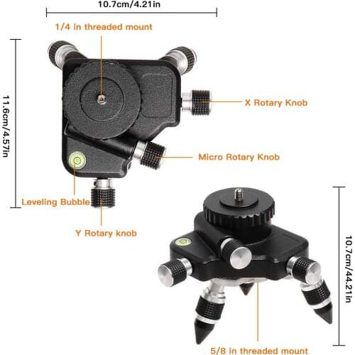 Laser Level Adapter 360-Degree Adjustment Rotation Base Tripod Bracket For 1/4inch Interface Laser Level Turning Pivoting Base