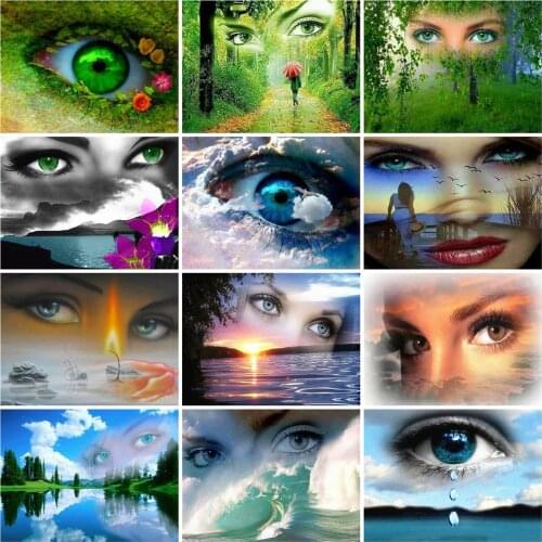 Huacan 5d DIY Diamond Painting Full Square Eye Landscape Diamond Embroidery Cross Stitch Mosaic River Tree Forest Beaded Picture