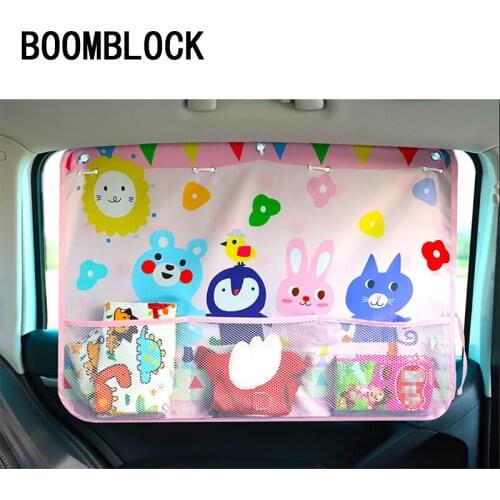 Car Cartoon Sunshade Curtain Tensile Cover Storage Bag For Ford Focus 2 3 VW Passat B6 B5 B7 B8 Toyota Avensis Skoda Rapid Fabia