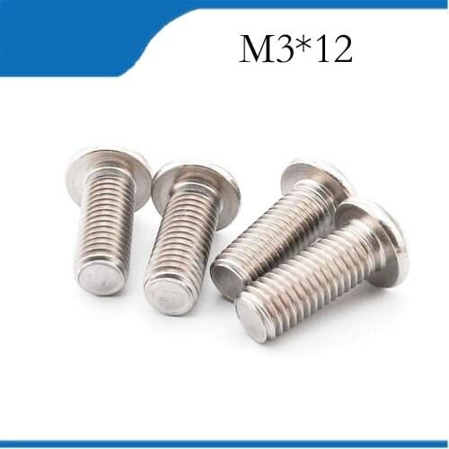 Free shipping 20pcs M3 12mm M3*12mm 304 Stainless Steel DIN7380 Inner HEX Bolt Hexagon Socket Mushroom Round Button Head Screw