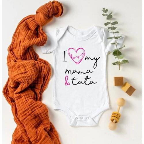 I Love My Mama &Tata Baby Bodysuit Cute Baby Body Onesies Short Sleeve Cotton Newborn Baby Clothes Infant Boy Girl Outfit Romper