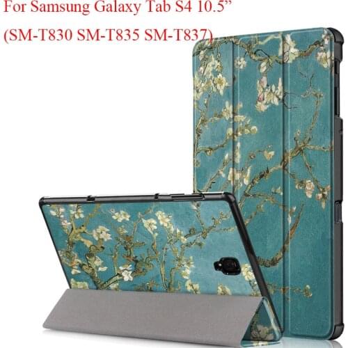 Nice Print Flower Eyes Tower Pattern Case For Samsung Galaxy Tab S4 10.5 T830/T835/T837 10.5" Smart Cover Auto Sleep-Wake Shell