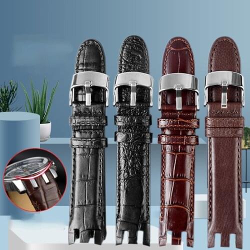 Double convex cow leather watch strap for swatch YRS403 401 402g 412 418 406 series leather watchband for men 21mm wristband