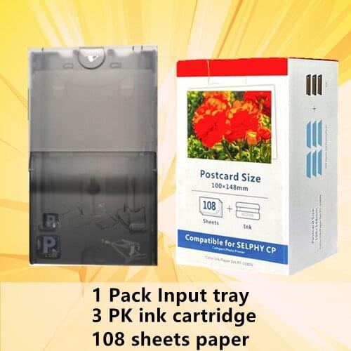 KP-108IN 100*148mm Photo Papers and Ink Cartridge for Canon Selphy CP Series CP800 CP910 CP1200 CP1300 photo Printer input tray