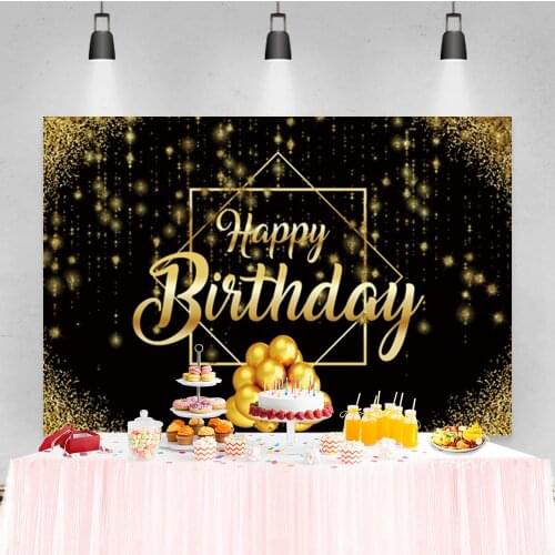 Laeacco Golden Balloons Sequins Celebrate Birthday Party Custom Photo Backdrop Photographic Photo Background For Photo Studio