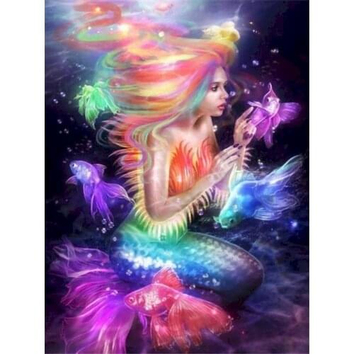 GATYZTORY Frameless Painting By Numbers For Adult Mermaid Paint By Numbers On Canvas DIY Number Painting Animals Home Decor