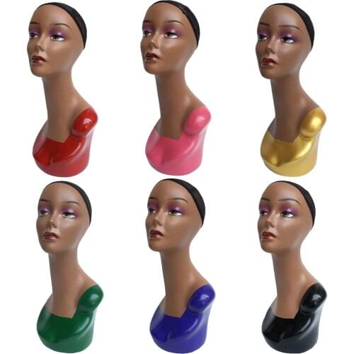 20-inch Female Mannequin Head with Full Makeup For Making Display Wig Hat Cap Jewelry Manikin Head Female Dolls Training Head