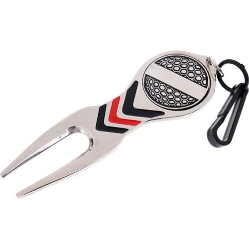 Golf Pitch Repair Divot Tool with Golf Ball Marker Golfer Kit Silver