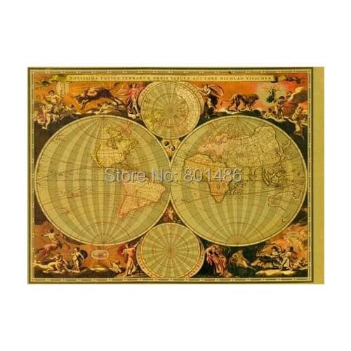 Canvas Prints (Antique Maps of the World) Free shipping gift home decor fine art printing on canvas oil painting