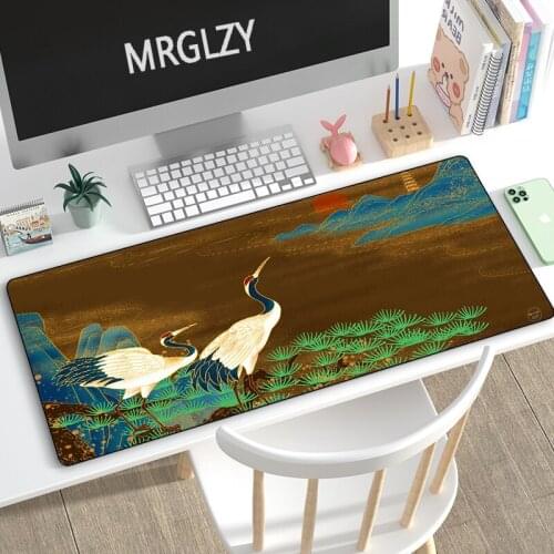 Chinese Style Crane Magpie XXL Mouse Pad Large 400X900MM Mousepads Gaming Accessoroes Laptop Gamer Waterproof Keyboard Desk Mat
