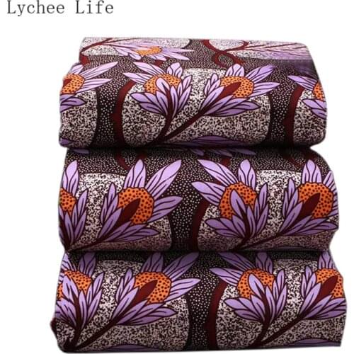 Lychee Life 1Yard Ankara African Polyester Wax Flower Print Fabric Patchwork Sewing Fabric Diy Dress Making