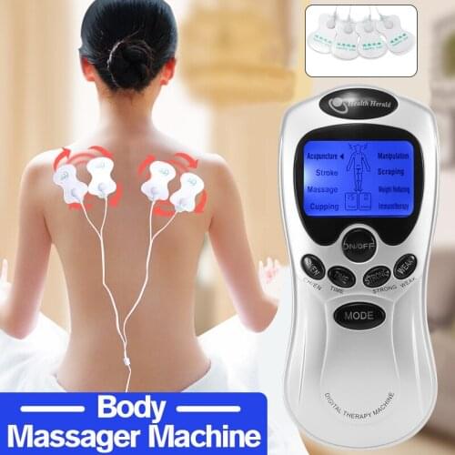 4 Ways Electric Tens Machine Digital Therapy Body Pain Relief Acupuncture Massage Stimulator Electrode Pads Massager Health Care