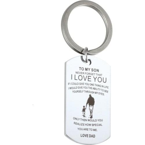 Fashion Accessories To My Son Love Dad Family Jewelry Stainless Steel Lettering Charm Pendant Necklace Keychain Keyring