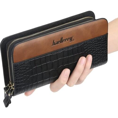 New Mens Pu Leather Wallets High Quality Man Business Wallet Phone Purse Multi-Card Holders Large Capacity Double layer Clutch
