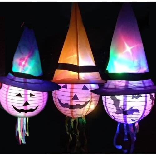 4PCS Halloween Inflatable Toys Hanging Lighted Glowing Witch Hat Decorations Halloween Lights String for Outdoor Yard Tree