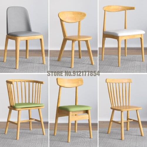 All solid wood dining chair home study chair wood makeup single bedroom dormitory restaurant nordic Japanese-style chair