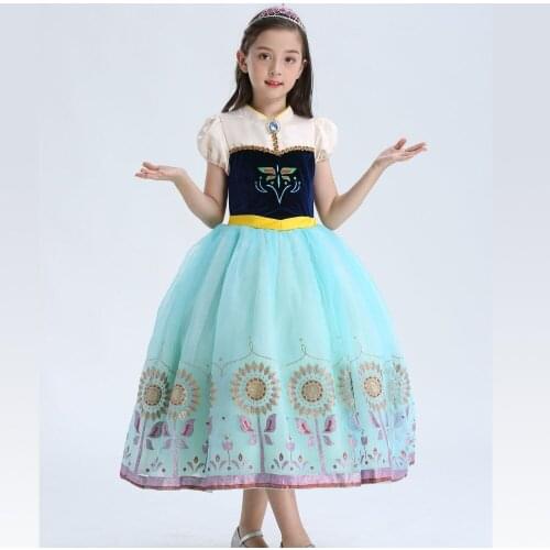 Girls Anna Elsa Dress with Cape Princess Dress up