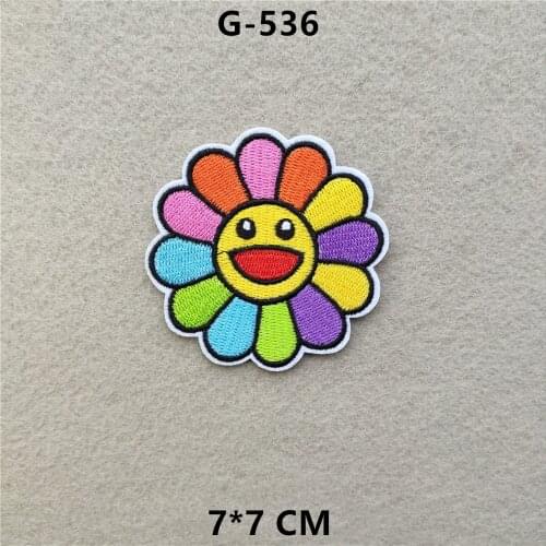 Rainbow Patch for Clothing Iron on Embroidered Sewing Applique Cute Sew On Fabric Sun Flowers Badge DIY Apparel Accessories @G