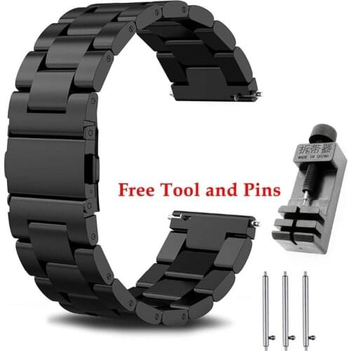 22mm Width Stainless Steel Band for Fossil Q Explorist HR Gen 4 / Q Explorist Gen 3 Watch Strap Watchband Wristband Belt Bands