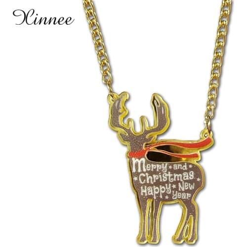 Christmas Gift Deer Necklace Custom Santa Character Pendant Christmas Jewelry Child Kids Gifts New Year 2021