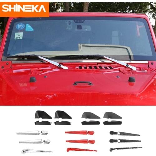 SHINEKA Car Front Rear Windshield Wiper Arm Blade Decoration Base Cover Kit Exterior Accessories For Jeep Wrangler JK 2007-2017