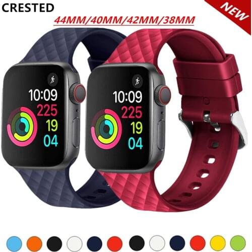 Silicone Strap For Apple watch band 5 44mm 40mm iwatch band 42mm 38mm watchband bracelet Apple watch 5 4 3 2 1 diamond pattern