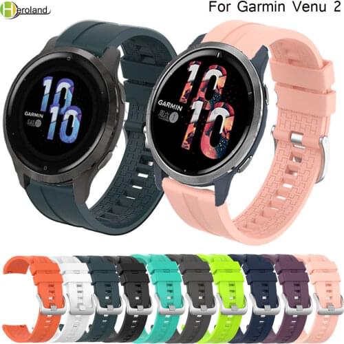 Silicone 22MM width Wrist Strap Band For Garmin Venu 2 Smartwatch Bracelet belt For Garmin Vivoactive 4 Forerunner 745