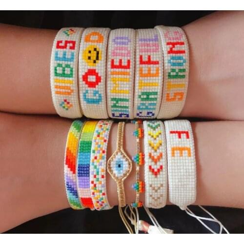Pretty Bead Cute customizable Miyuki colorful multicolor alphabet bracelet jewelry