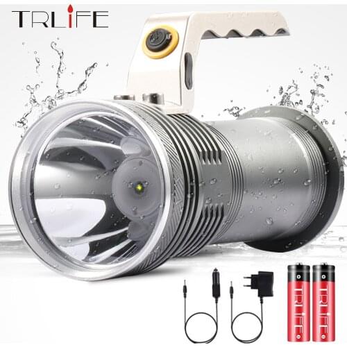 8000LM LED Searchlight Flashlight Long Range Outdoors Lantern Rechargeable Powerful Flash Search Light Torch With 18650 Battery